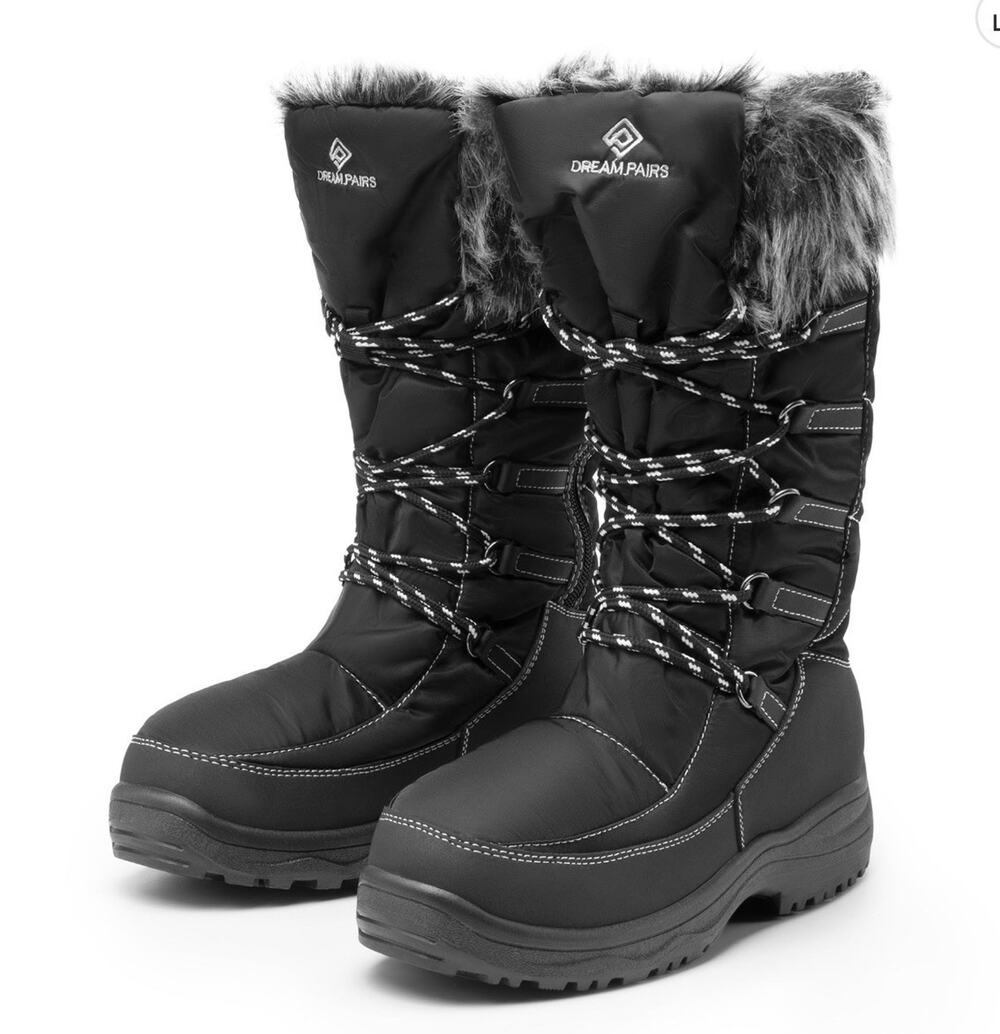 Women Waterproof Winter SnowBoots Faux Fur Lined Side Zipper Mid Calf Boots Sz 7